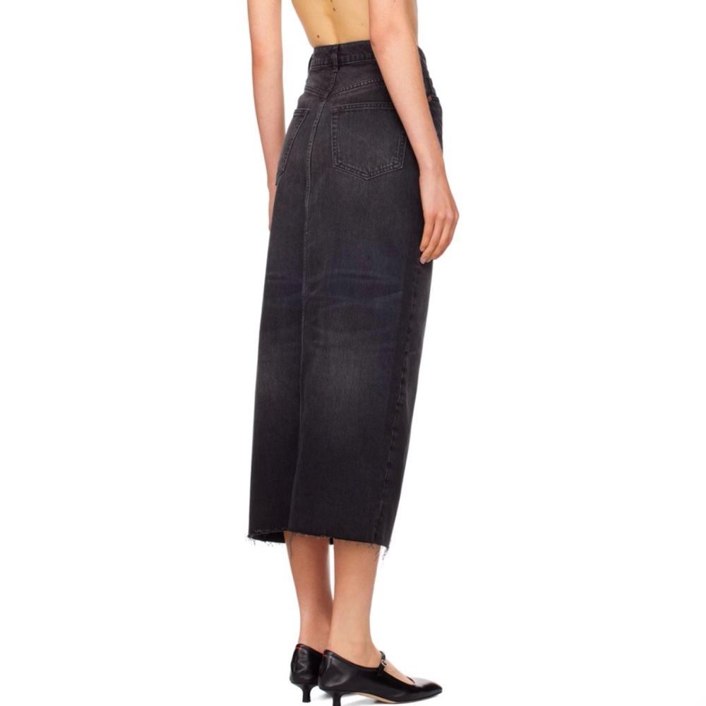 REFORMATION JEANS BLACK NILA DENIM FRONT SLIT MAXI SKIRT - Picture 11 of 15